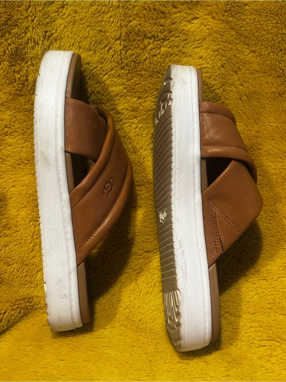 UGG Goldenstar Chestnut Leather Platform Slingback Sandals Women's Sz 8 Beach